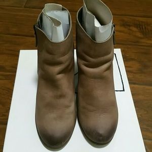 Grey leather booties